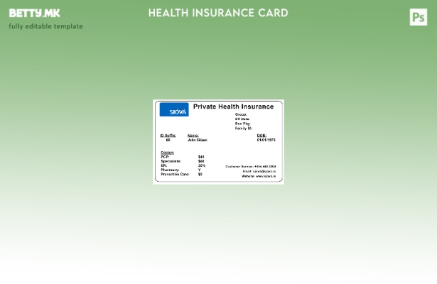 Модерен стил шаблон за картичка за здравствено осигурување на Исланд